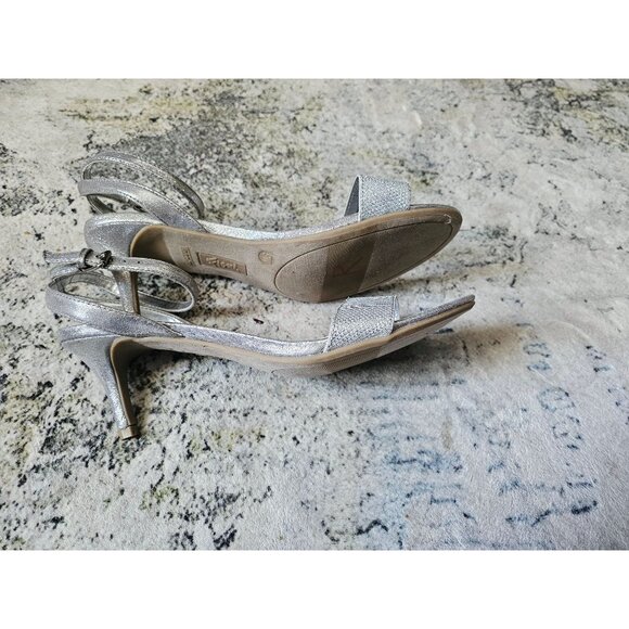 Fiony silver kitten heel sandal size 9w glitter strappy - Picture 3 of 6